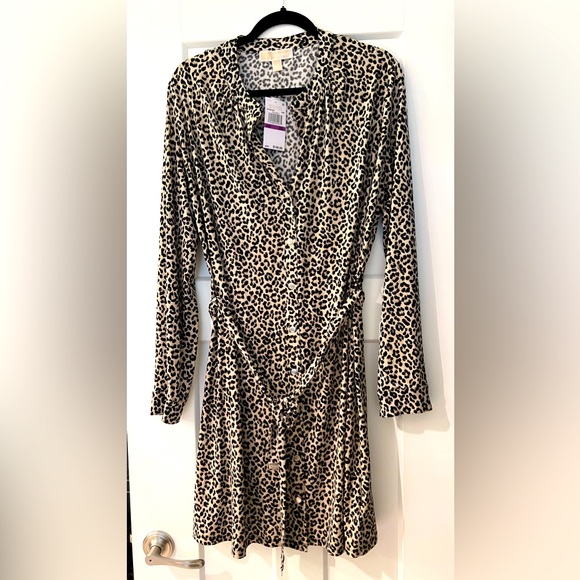 Michael Kora light leopard print shirt dress. - Picture 1 of 1